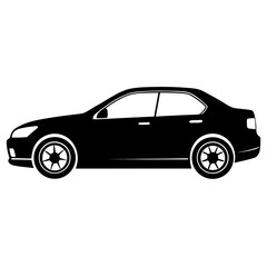 Fototapeta premium Car Side View vector clean black silhouette design white background