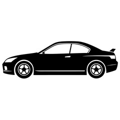 Fototapeta premium Car Side View vector clean black silhouette design white background
