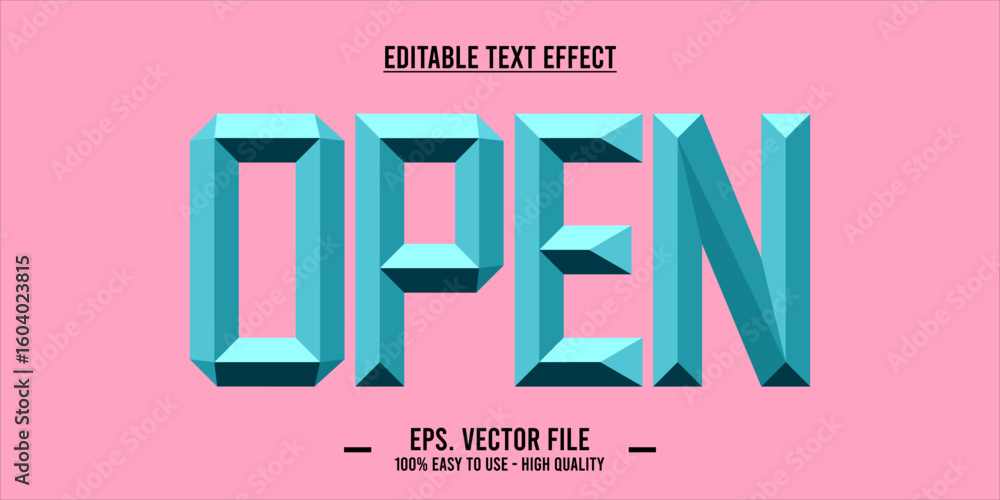 Aufkleber open text effect template design with modern and abstract style use for business brand and logo