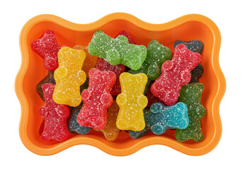 Isolated Bowl of Colorful Gummy Bears Candy Treats