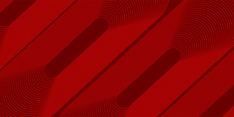 Red abstract background with glowing geometric lines. Gradient diagonal rounded lines element