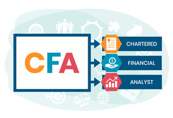 CFA - Chartered Financial Analyst acronym. business concept background. vector illustration concept with keywords and icons. lettering illustration with icons for web banner, flyer
