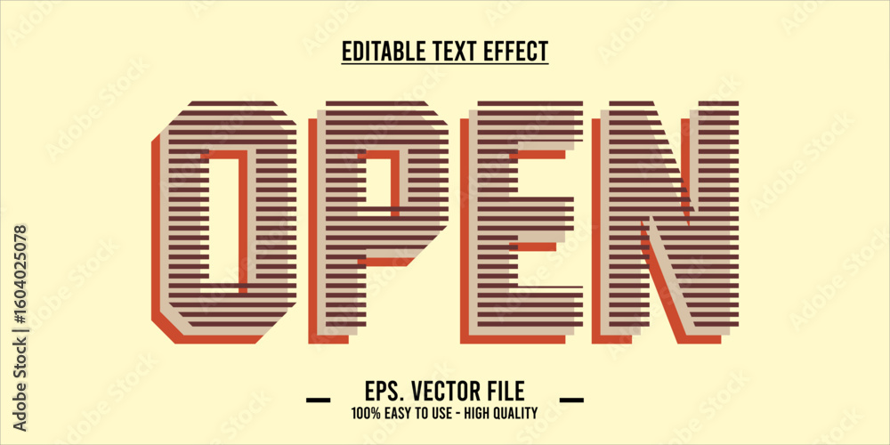 Aufkleber open text effect template design with modern and abstract style use for business brand and logo