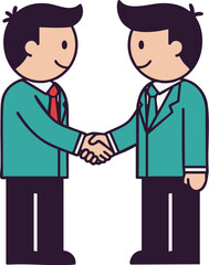 Fototapeta premium Minimal Flat Design Business Handshake / ミニマルフラットデザインのビジネス握手