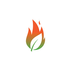A minimalist icon combining a flame with a leaf, symbolizing natural energy. This powerful logo represents eco-friendly power, sustainability, growth, and renewable resources like biofuel.