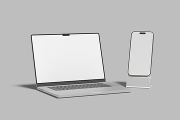 smartphone and laptop blank mockup