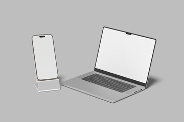 smartphone and laptop blank mockup