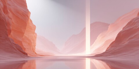 Minimalist glowing beam in desert canyon