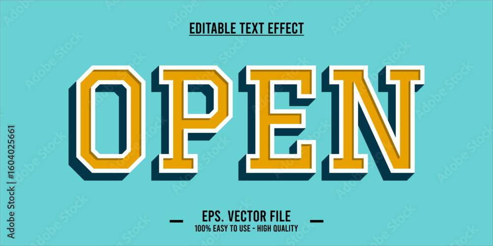 Aufkleber open text effect template design with modern and abstract style use for business brand and logo