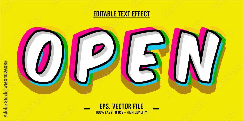 Aufkleber open text effect template design with modern and abstract style use for business brand and logo