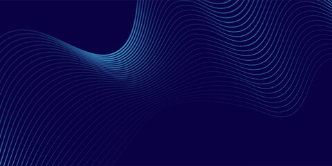 Abstract glowing wave lines on dark blue background. Dynamic wave pattern. Good simple art modern