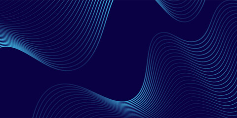 Abstract glowing wave lines on dark blue background. Dynamic wave pattern. Good simple art