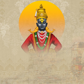 3d illustration of Ashadi Ekadashi festival of Lord Vitthal from Pandharpur, Maharashtra, India. Happy Ashadi Ekadashi
