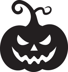Funny Halloween Pumpkin Face Silhouette in Black | Spooky Jack O' Lantern Illustration Vect