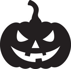 Funny Halloween Pumpkin Face Silhouette in Black | Spooky Jack O' Lantern Illustration Vect