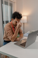 a businessman stressed because of the deal with his partner not complete, an accountant is ver...