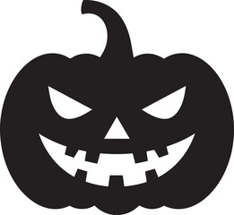 Funny Halloween Pumpkin Face Silhouette in Black | Spooky Jack O' Lantern Illustration Vect
