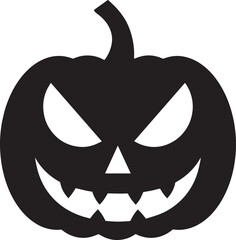 Funny Halloween Pumpkin Face Silhouette in Black | Spooky Jack O' Lantern Illustration Vect