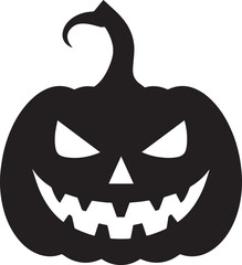Funny Halloween Pumpkin Face Silhouette in Black | Spooky Jack O' Lantern Illustration Vect