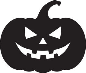 Funny Halloween Pumpkin Face Silhouette in Black | Spooky Jack O' Lantern Illustration Vect