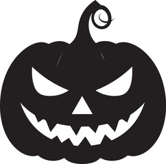 Funny Halloween Pumpkin Face Silhouette in Black | Spooky Jack O' Lantern Illustration Vect