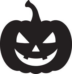 Funny Halloween Pumpkin Face Silhouette in Black | Spooky Jack O' Lantern Illustration Vect