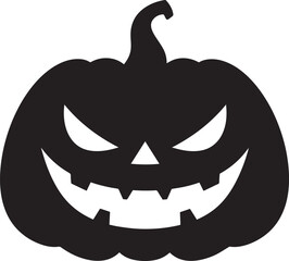 Funny Halloween Pumpkin Face Silhouette in Black | Spooky Jack O' Lantern Illustration Vect
