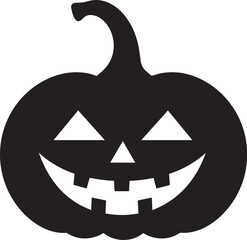 Funny Halloween Pumpkin Face Silhouette in Black | Spooky Jack O' Lantern Illustration Vect