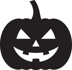Funny Halloween Pumpkin Face Silhouette in Black | Spooky Jack O' Lantern Illustration Vect