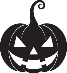 Funny Halloween Pumpkin Face Silhouette in Black | Spooky Jack O' Lantern Illustration Vect