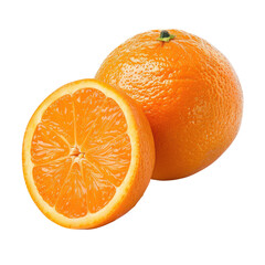 Ripe orange, whole and half, isolated