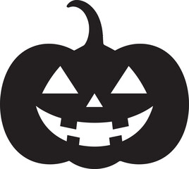 Funny Halloween Pumpkin Face Silhouette in Black | Spooky Jack O' Lantern Illustration Vect
