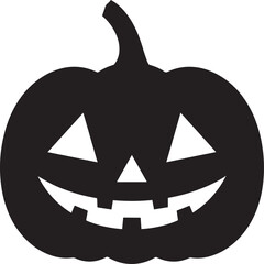 Funny Halloween Pumpkin Face Silhouette in Black | Spooky Jack O' Lantern Illustration Vect