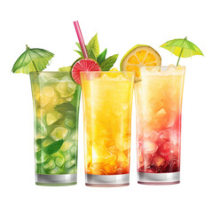 Titre Set of Exotic Cocktail Pina Colada Margarita isolated on transparent background