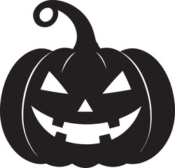 Funny Halloween Pumpkin Face Silhouette in Black | Spooky Jack O' Lantern Illustration Vect