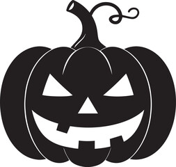 Funny Halloween Pumpkin Face Silhouette in Black | Spooky Jack O' Lantern Illustration Vect