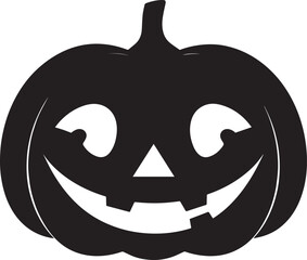 Funny Halloween Pumpkin Face Silhouette in Black | Spooky Jack O' Lantern Illustration Vect
