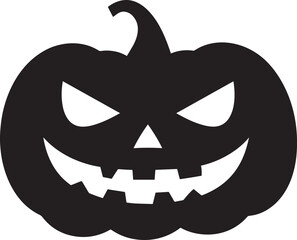 Funny Halloween Pumpkin Face Silhouette in Black | Spooky Jack O' Lantern Illustration Vect