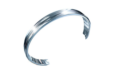 Floating Silver Cuff Bracelet with Abstract Light Trails, Dynamic Angled View, Transparent Background.png