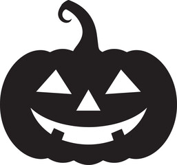 Funny Halloween Pumpkin Face Silhouette in Black | Spooky Jack O' Lantern Illustration Vect