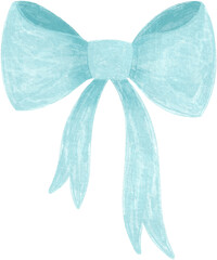 Blue cute watercolor bow illustration