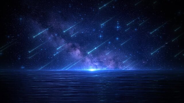  Blue galaxy meteor across the starry sky