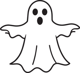 Creepy Halloween Ghost Icon in Black | Silhouette Art Illustration Vector Format