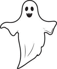 Creepy Halloween Ghost Icon in Black | Silhouette Art Illustration Vector Format