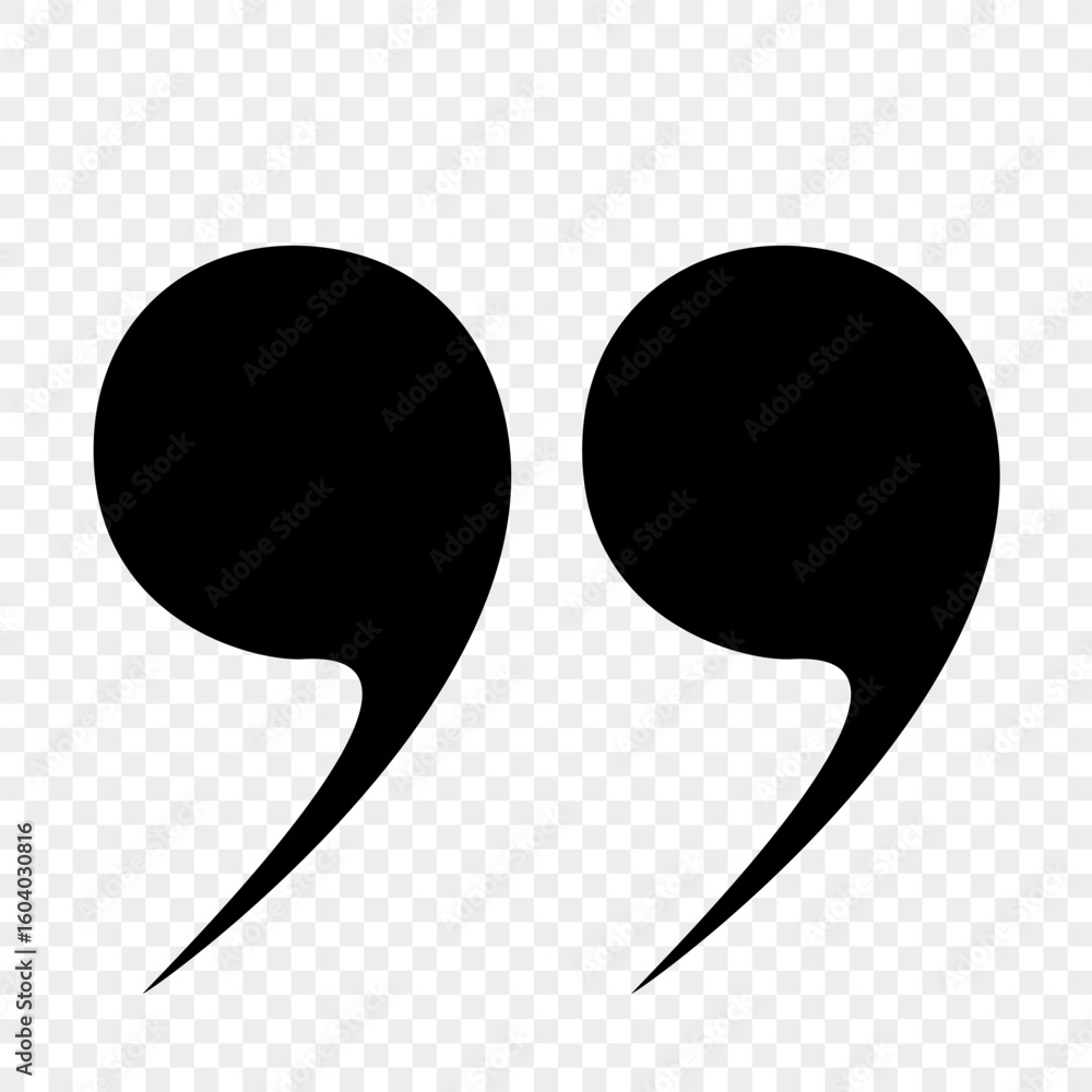 Fototapete round quotation marks are black on a transparent background. quote icons in the title, round check m
