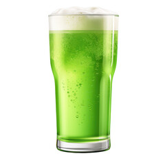 Pint glass with green beer isolated on transparent background