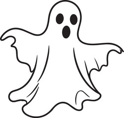Creepy Halloween Ghost Icon in Black | Silhouette Art Illustration Vector Format