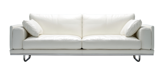 White leather sofa with simple, modern lines