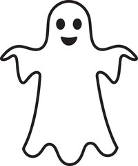 Creepy Halloween Ghost Icon in Black | Silhouette Art Illustration Vector Format
