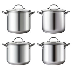 Set of for stainless steel cooker isolated on transparent background